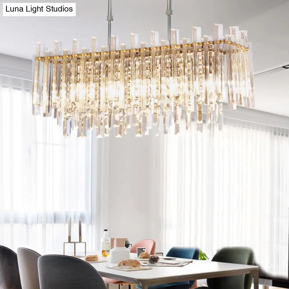 Modern Chrome Chandelier: 5-Light Dining Room Pendant With Prism Crystal