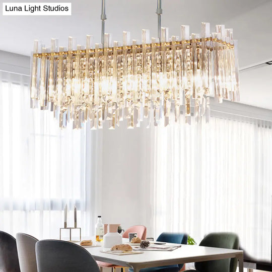 Modern Chrome Chandelier: 5-Light Dining Room Pendant With Prism Crystal