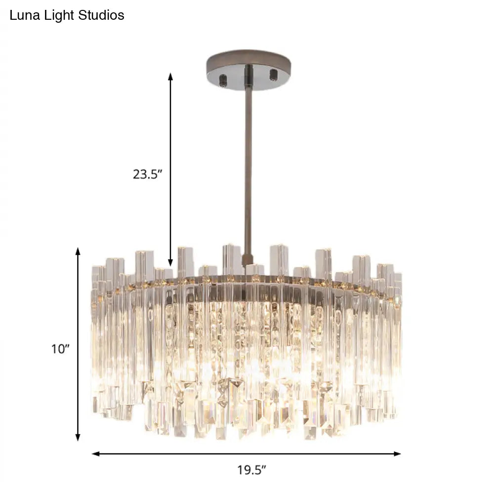 Modern Chrome Chandelier: 5-Light Dining Room Pendant With Prism Crystal