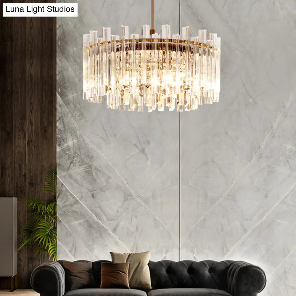 Modern Chrome Chandelier: 5-Light Dining Room Pendant With Prism Crystal