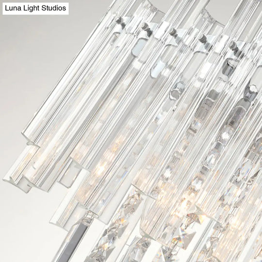 Modern Chrome Chandelier: 5-Light Dining Room Pendant With Prism Crystal