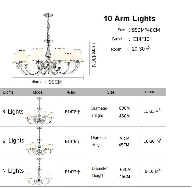 Modern Chrome Chandelier Lights For Living Room Ceiling Light