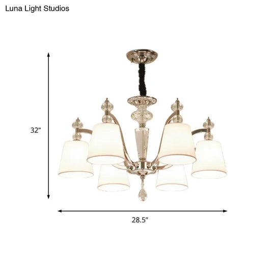 Modern Chrome Chandelier With Curved Arms - 3/6/8 Lights White Glass Hanging Lamp Fixture