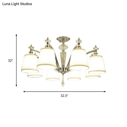 Modern Chrome Chandelier With Curved Arms - 3/6/8 Lights White Glass Hanging Lamp Fixture