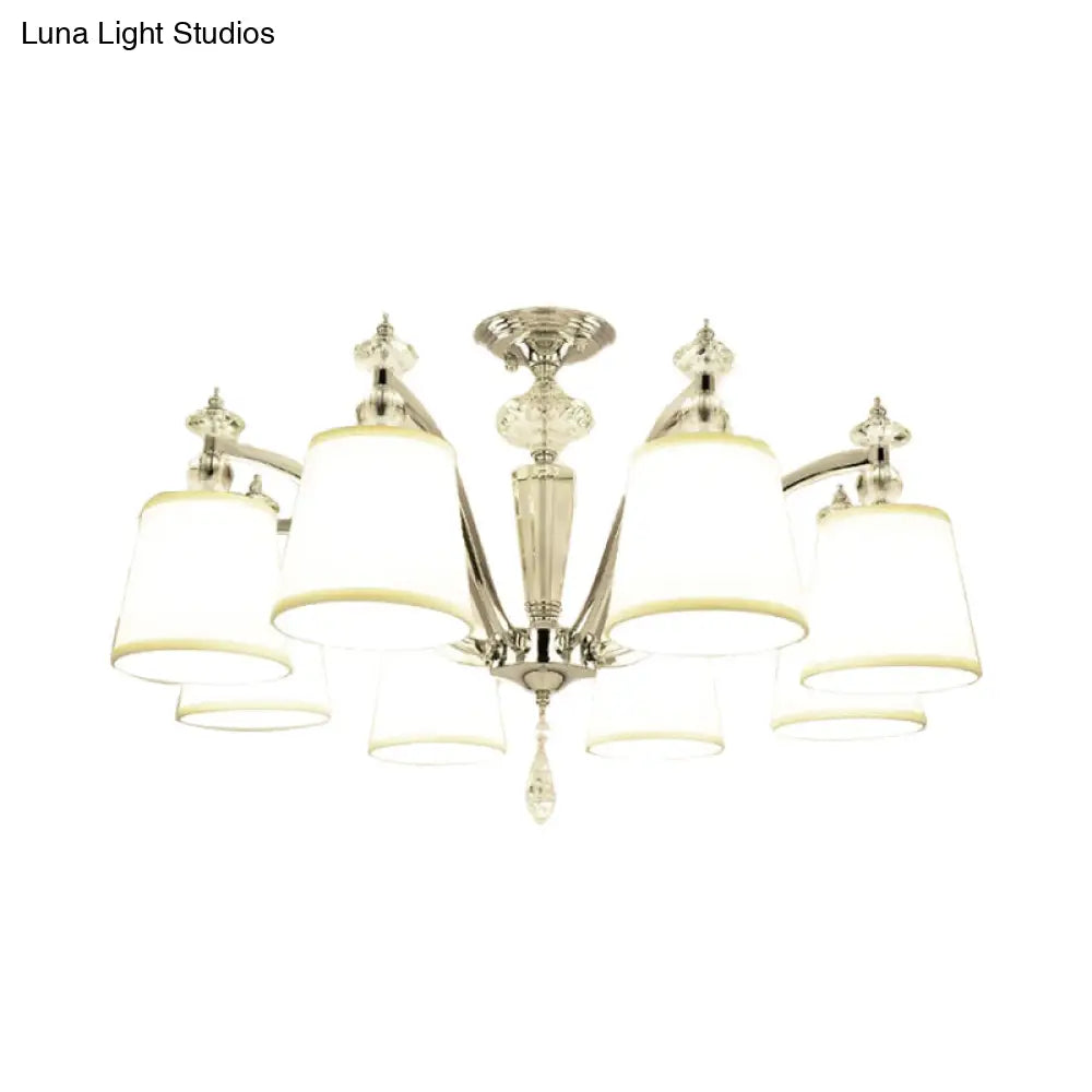 Modern Chrome Chandelier With Curved Arms - 3/6/8 Lights White Glass Hanging Lamp Fixture