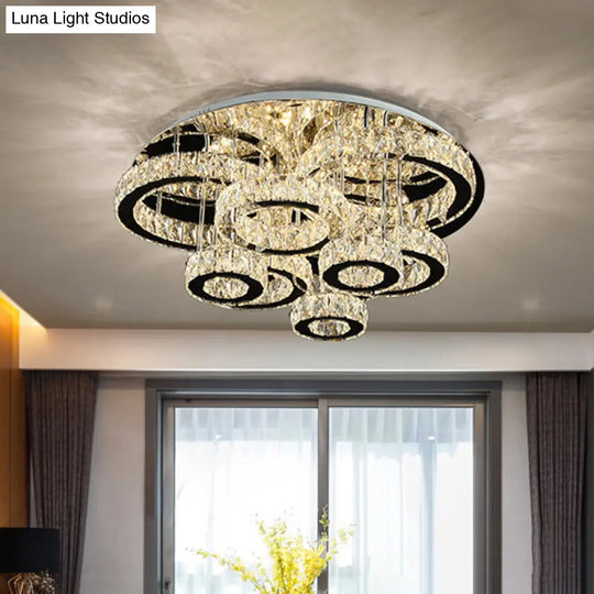 Modern Chrome Crystal Flush Mount Led Lamp For Bedroom Ceiling Clear / Medium