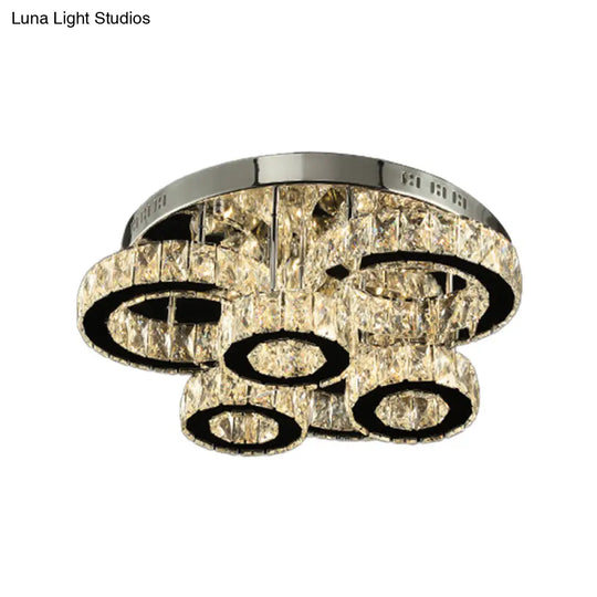 Modern Chrome Crystal Flush Mount Led Lamp For Bedroom Ceiling