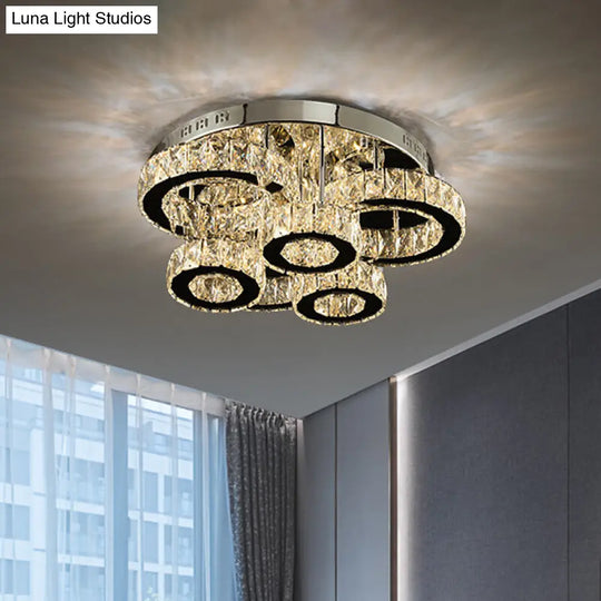 Modern Chrome Crystal Flush Mount Led Lamp For Bedroom Ceiling