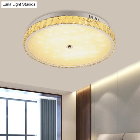 Modern Chrome Crystal Led Flush Mount Ceiling Light - Round/Square Design For Bedroom Lighting /