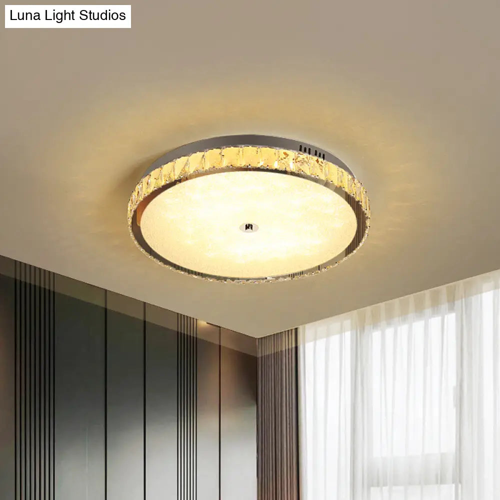 Modern Chrome Crystal Led Flush Mount Ceiling Light - Round/Square Design For Bedroom Lighting