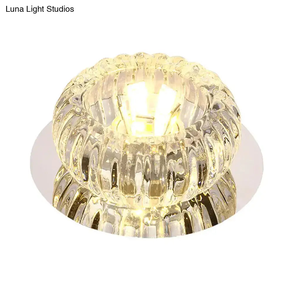 Modern Chrome Crystal Led Flushmount Ceiling Light For Hallway