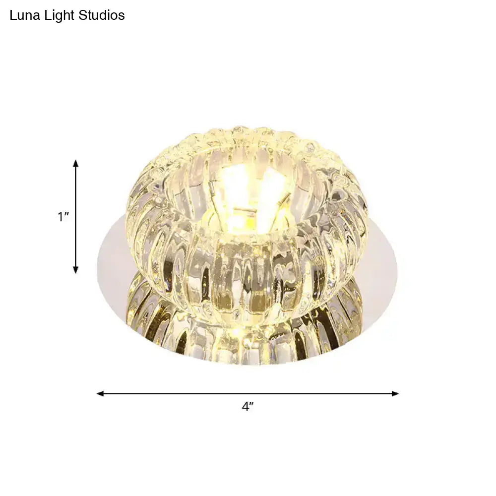 Modern Chrome Crystal Led Flushmount Ceiling Light For Hallway