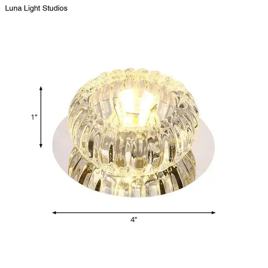 Modern Chrome Crystal Led Flushmount Ceiling Light For Hallway