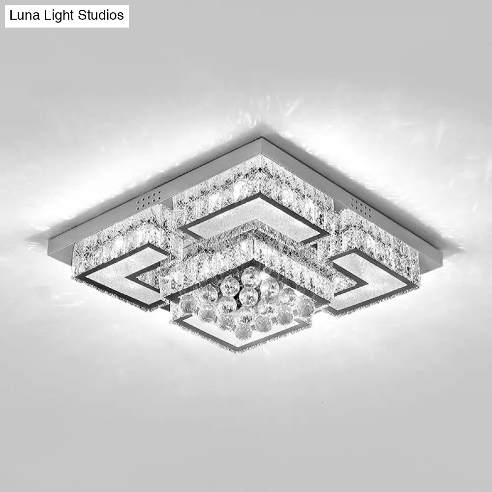 Modern Chrome Crystal Orb Led Flush Mount Ceiling Light For Bedrooms