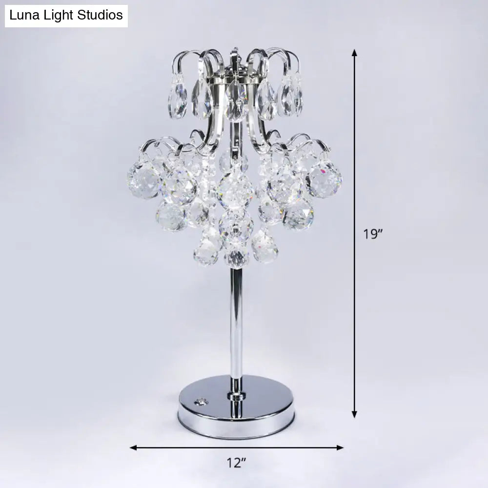 Modern Chrome Crystal Orb Led Table Lamp For Living Room Nightstand