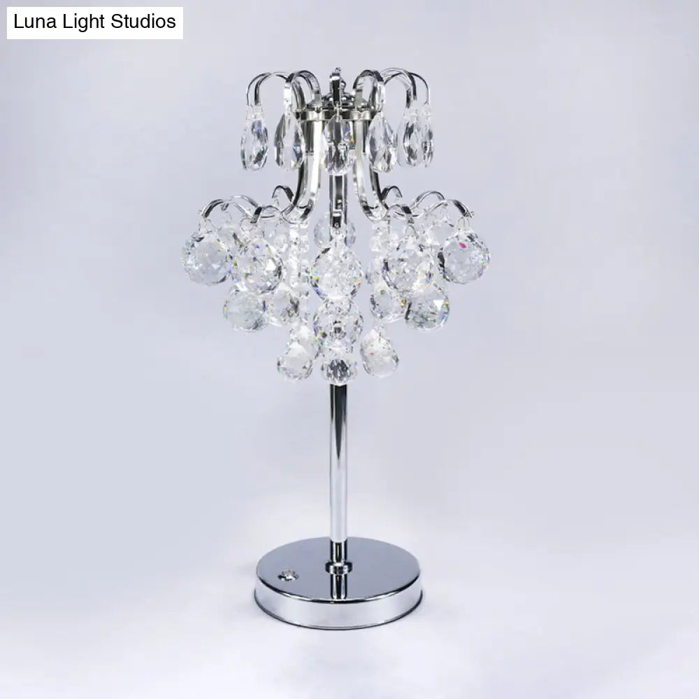 Modern Chrome Crystal Orb Led Table Lamp For Living Room Nightstand