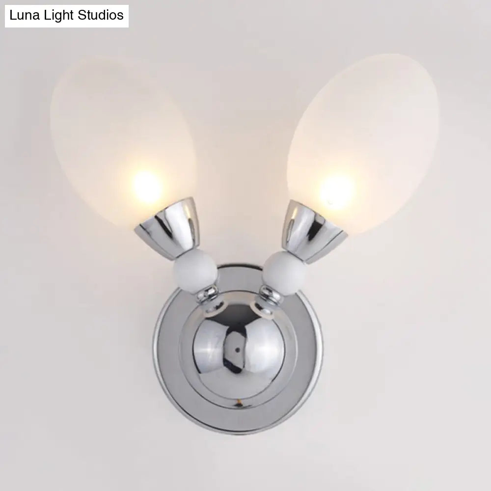 Modern Chrome Egg Wall Light Fixture With 2/3 White Glass Led Lights