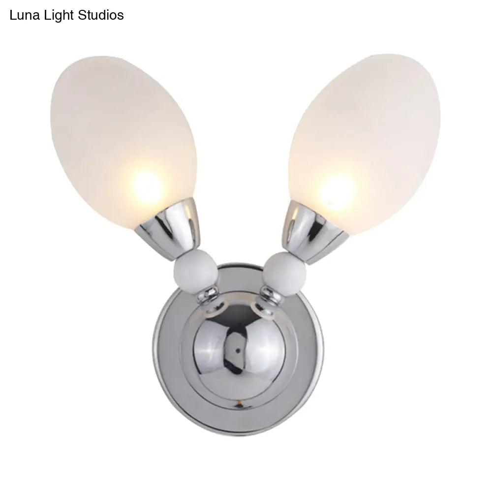 Modern Chrome Egg Wall Light Fixture With 2/3 White Glass Led Lights