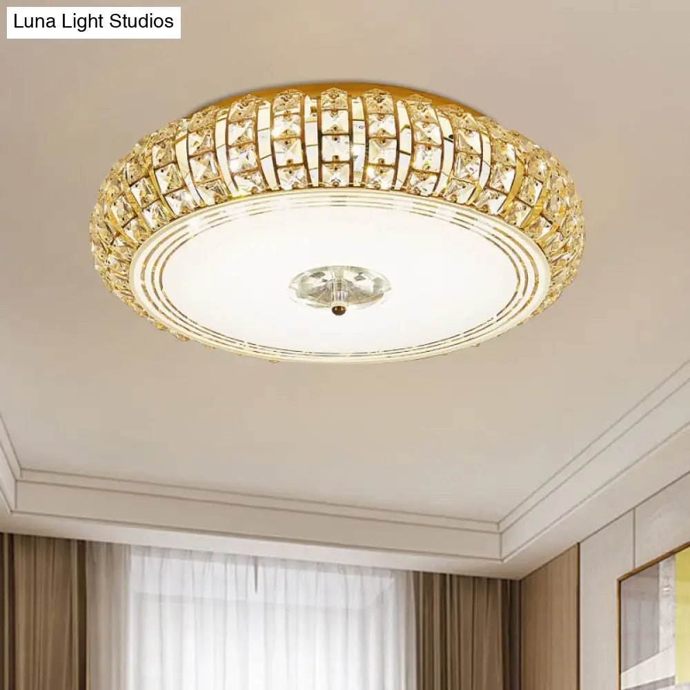 Modern Chrome/Gold Led Crystal Ceiling Mounted Light Flushmount Design 15’/19’ Width