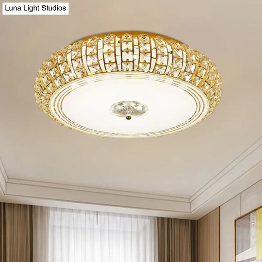Modern Chrome/Gold Led Crystal Ceiling Mounted Light Flushmount Design 15’/19’ Width