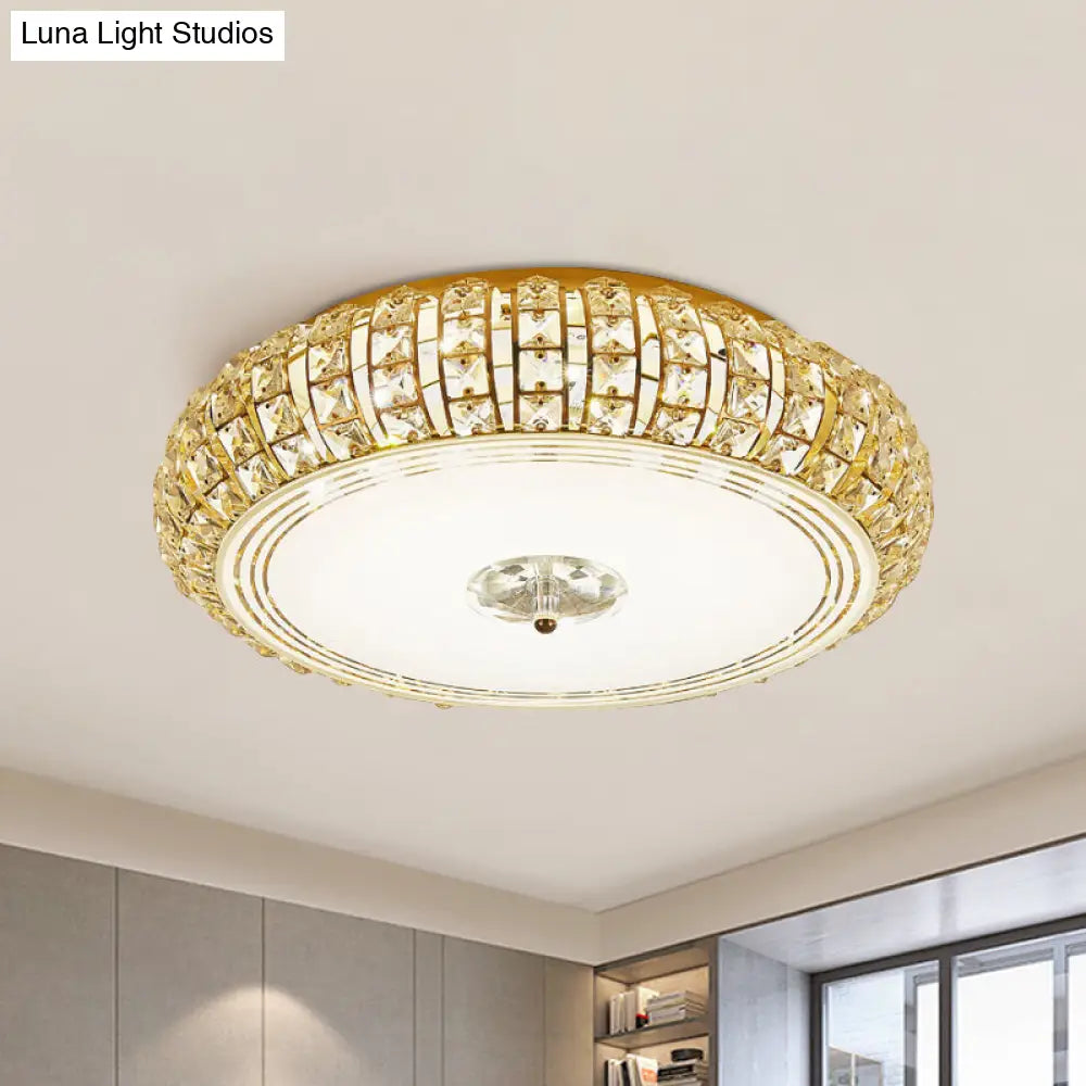 Modern Chrome/Gold Led Crystal Ceiling Mounted Light Flushmount Design 15/19 Width Gold / 15