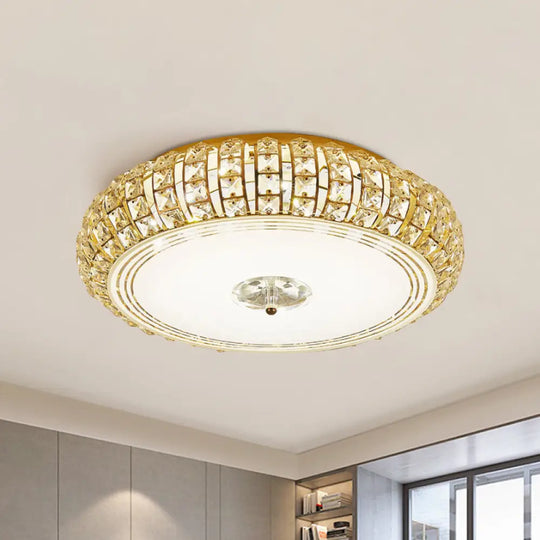 Modern Chrome/Gold Led Crystal Ceiling Mounted Light Flushmount Design 15’/19’ Width Gold / 15’