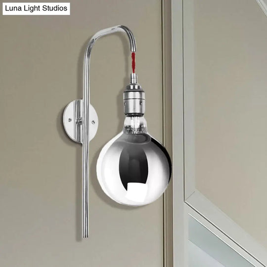 Modern Chrome/Gold Sconce Light With Clear Glass Globe Fixture For Living Room