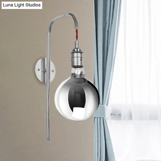 Modern Chrome/Gold Sconce Light With Clear Glass Globe Fixture For Living Room