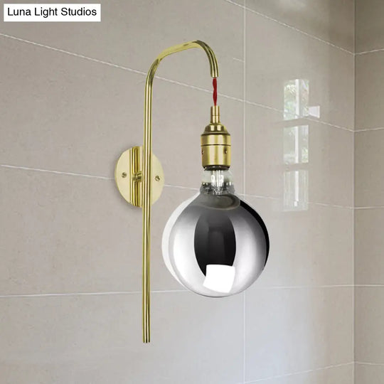 Modern Chrome/Gold Sconce Light With Clear Glass Globe Fixture For Living Room