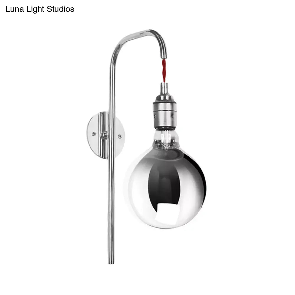 Modern Chrome/Gold Sconce Light With Clear Glass Globe Fixture For Living Room