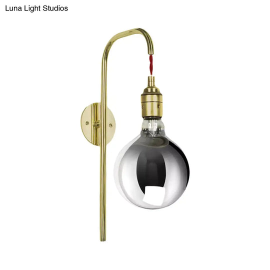 Modern Chrome/Gold Sconce Light With Clear Glass Globe Fixture For Living Room