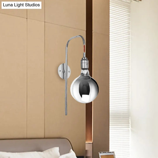 Modern Chrome/Gold Sconce Light With Clear Glass Globe Fixture For Living Room