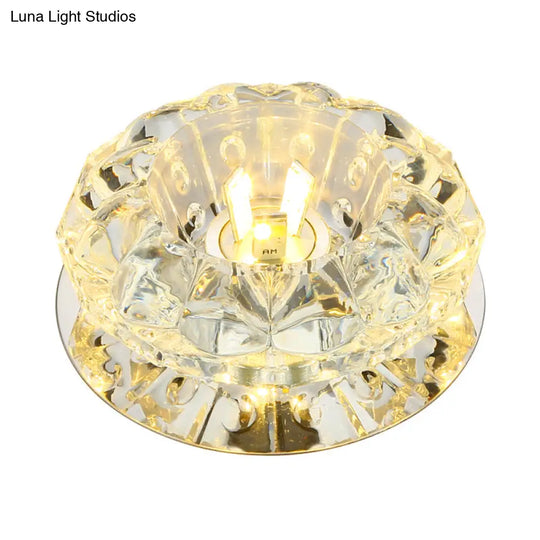 Modern Chrome Led Crystal Flush Light Fixture For Hallways - Petal Design