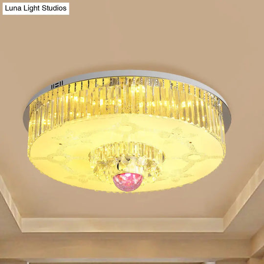 Modern Chrome Led Crystal Flush Mount Light Fixture For Parlor Ceiling - Rectangular Shape