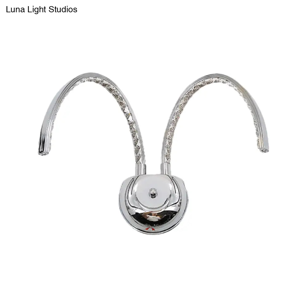 Modern Chrome Led Wall Lamp With Symmetric Arch Design In Warm/White Light