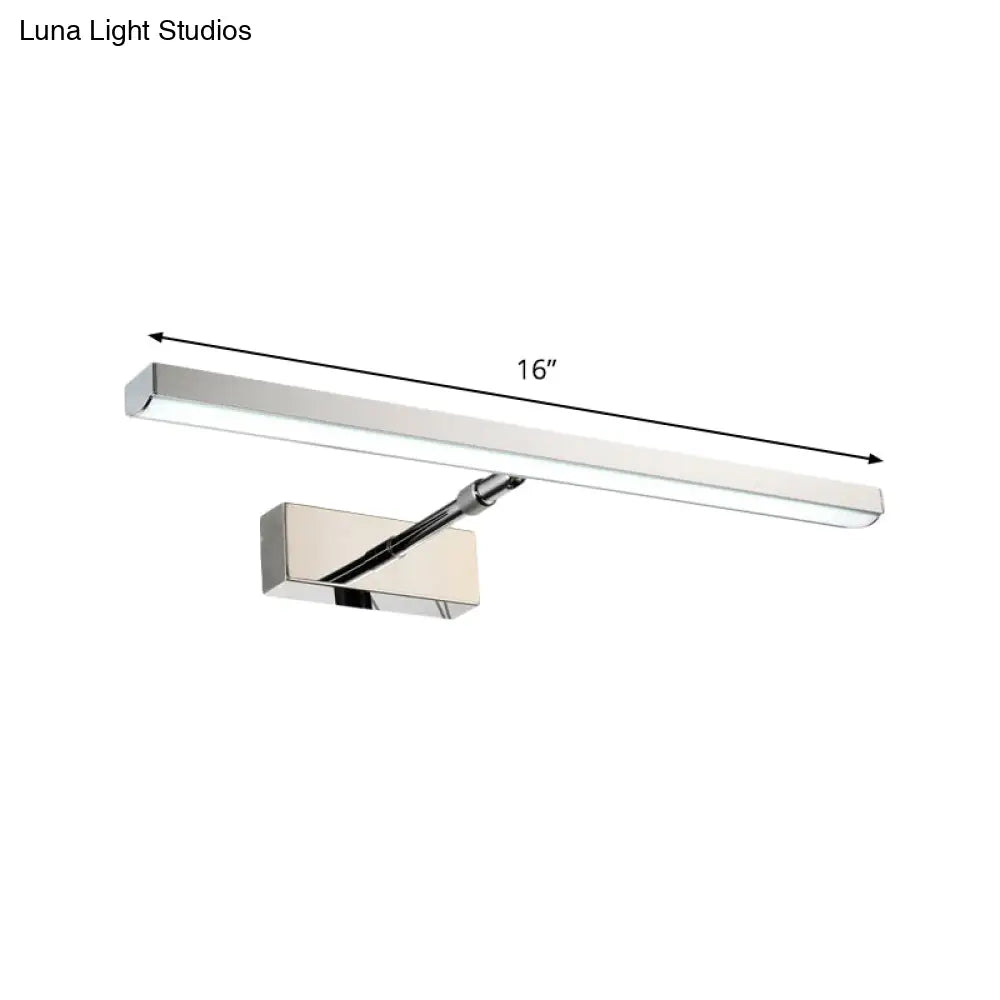 Modern Chrome Led Wall Vanity Light - Metallic Linear Mounted Lighting Warm/White