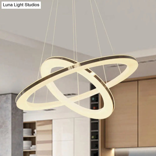 Chrome Orbit Chandelier - Sleek Metal Led Hanging Lamp In Warm/White/Natural Light Available