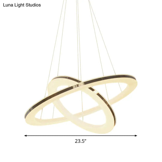 Modern Chrome Orbit Led Chandelier - Simple Style Metal Hanging Lamp In Warm/White/Natural Light