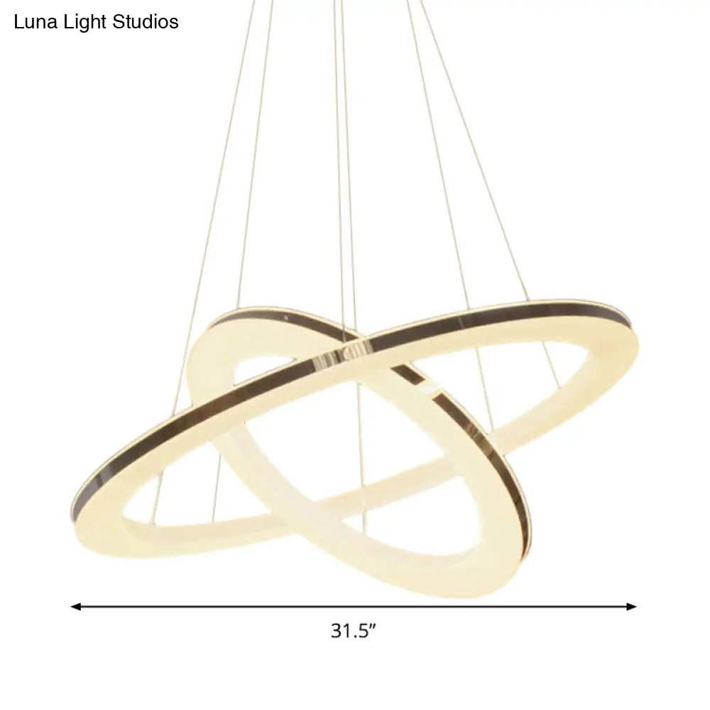 Chrome Orbit Chandelier - Sleek Metal Led Hanging Lamp In Warm/White/Natural Light Available