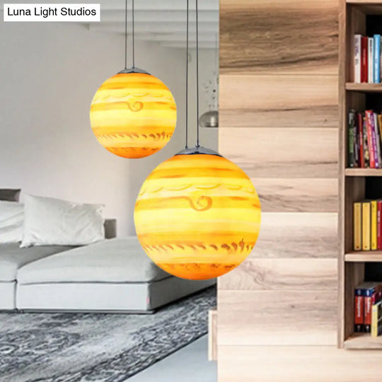 Modern Chrome Pendant Lamp With Globe Shade For Kids Bedroom Ceiling