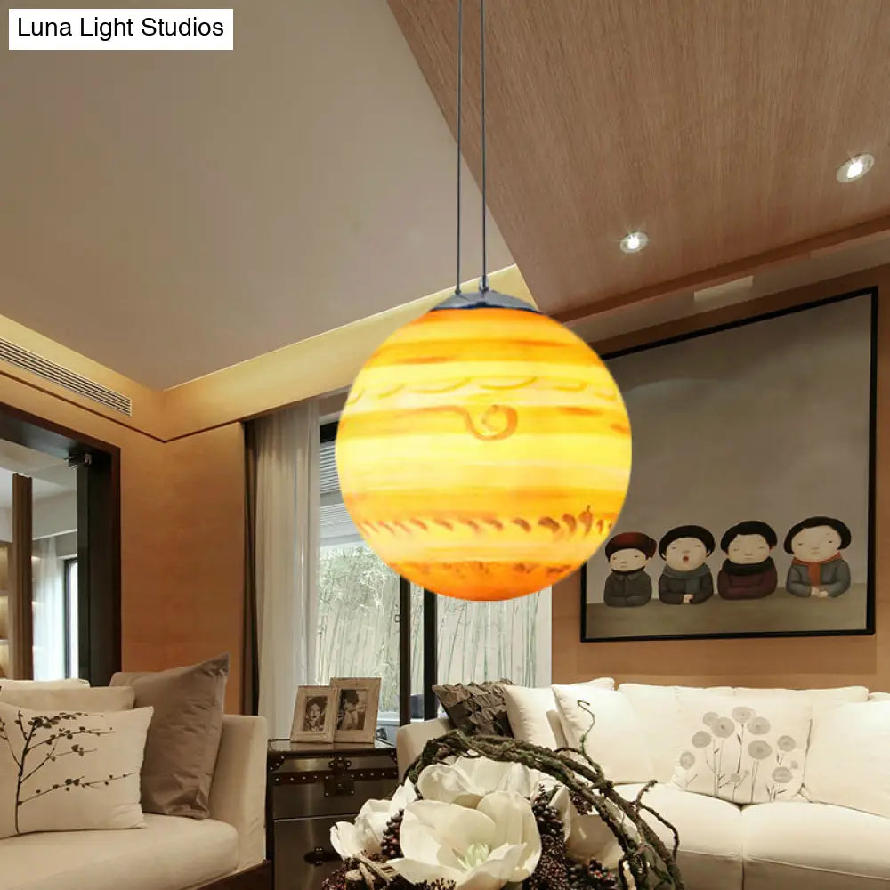 Modern Chrome Pendant Lamp With Globe Shade For Kids Bedroom Ceiling