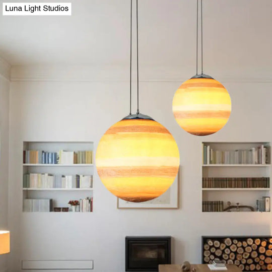 Modern Chrome Pendant Lamp With Globe Shade For Kids Bedroom Ceiling