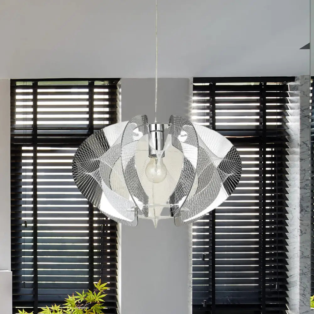 Modern Chrome Pendant Light: Elegant Curve Acrylic Shade With Hanging Lamp - Ideal For Restaurants