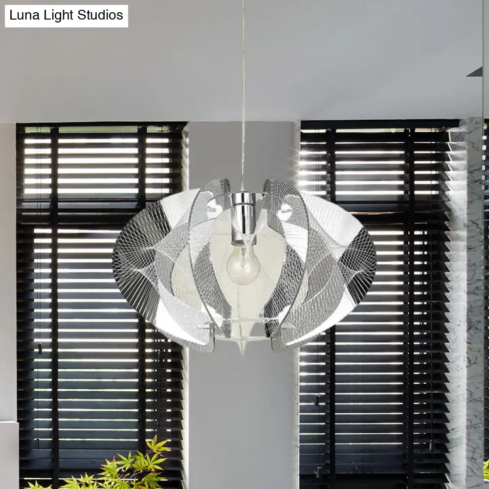 Modern Chrome Pendant Lamp With Acrylic Shade - Restaurant Lighting