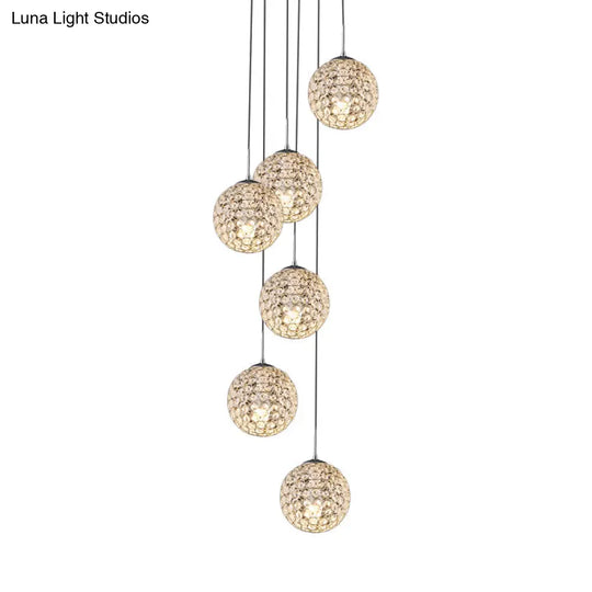 Modern Chrome Pendant Light With Crystal Embellishments And Multiple Bulbs