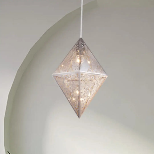 Modern Chrome Pendant Light With Diamond Metal Shade - 10’/14’ Width / 10’