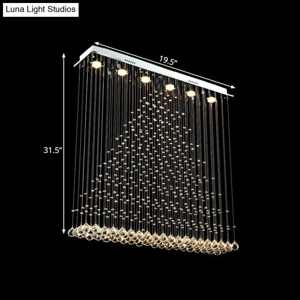 Modern Chrome Pyramid Crystal Draping Flushmount Ceiling Flush Light - 6 Bulbs