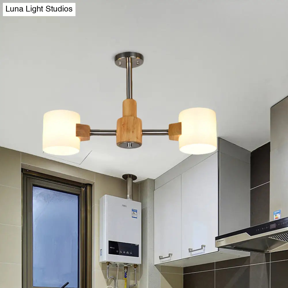 Modern Chrome Semi Flush Ceiling Lamp With White Glass - 2/3 Lights Living Room Lighting