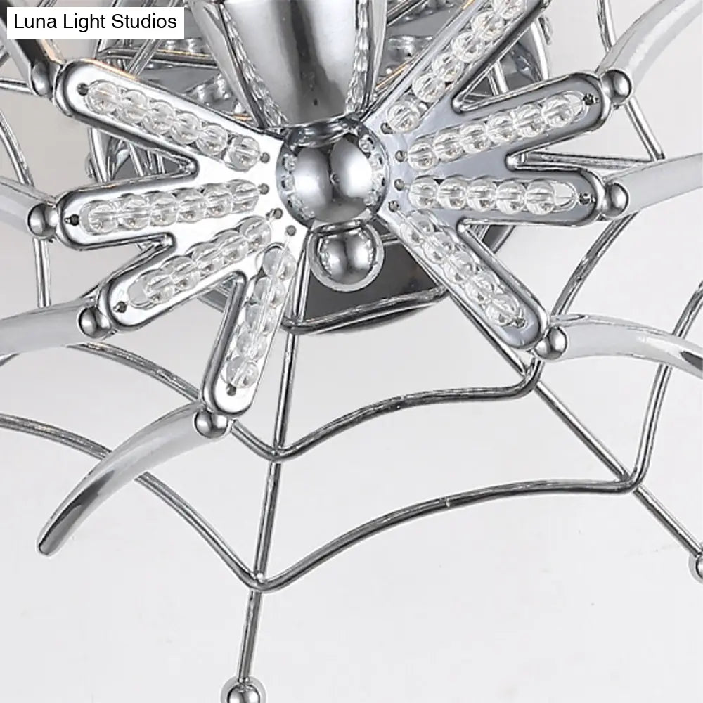 Modern Chrome Spider Wall Sconce With Clear Glass Shade For Bedroom Lighting