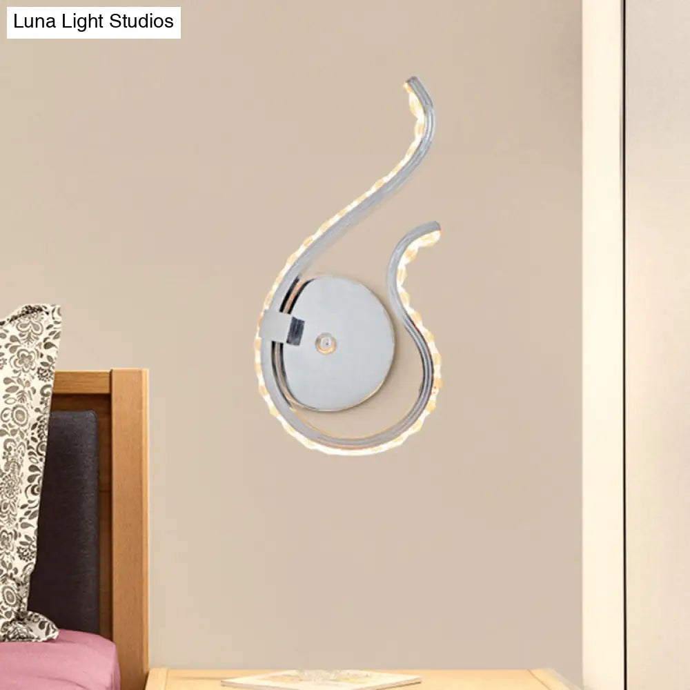 Modern Chrome Twist Wall Light Sconce With Led Bedside Lamp - Warm/White